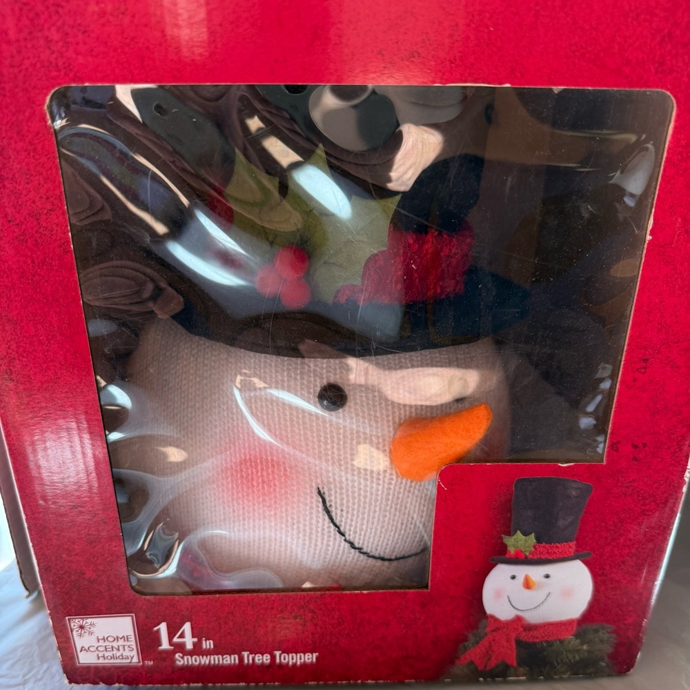 Festive Snowman with Black Hat and Red Scarf Tree Topper - Picture 8 of 8